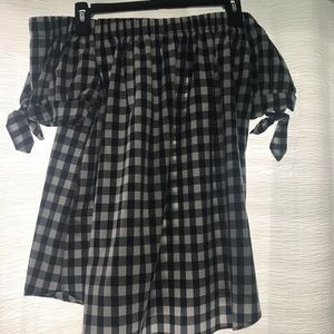 HALF OFF Off the shoulder Plaid Top